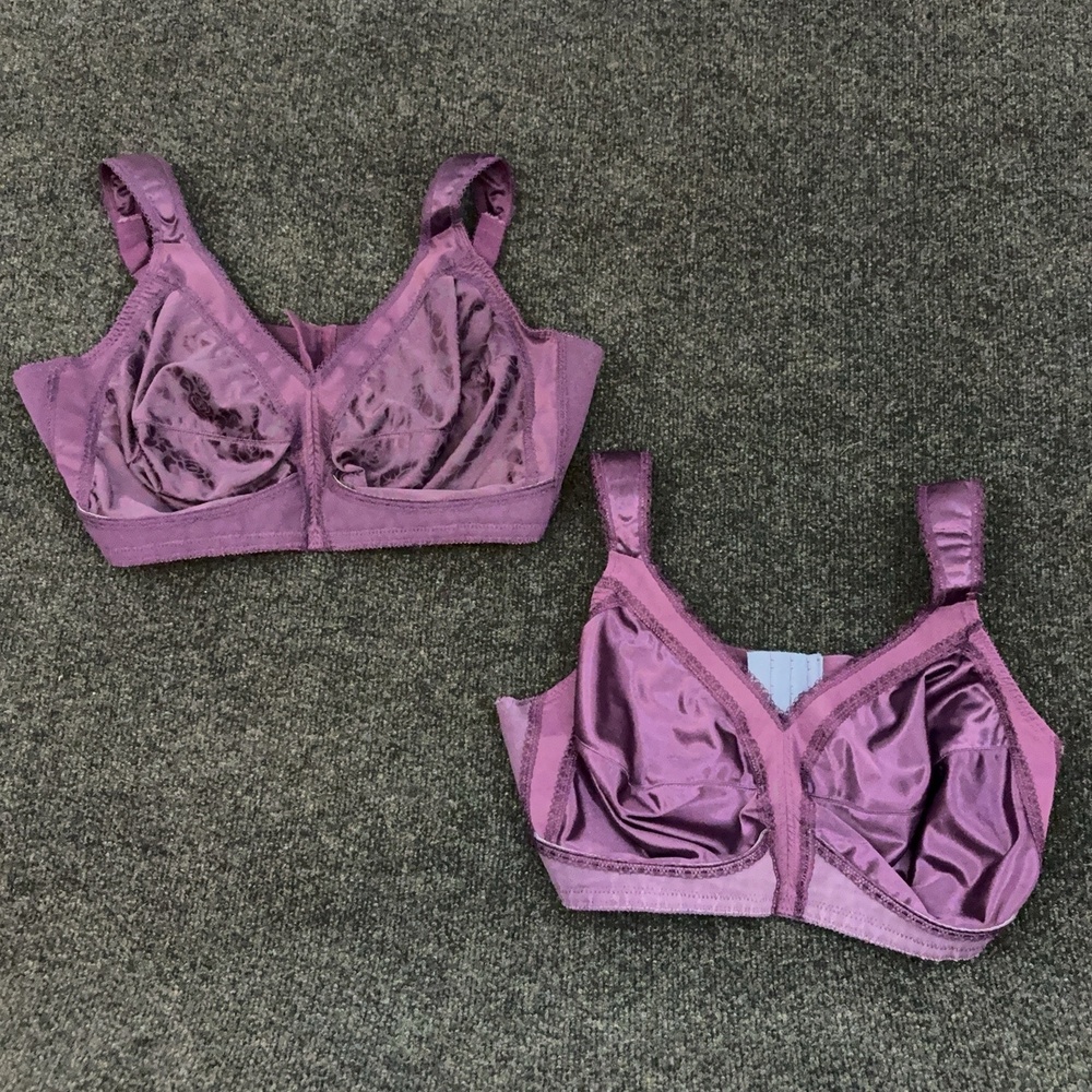 Playtex 18 Hour Bra Womens Plus 44D Purple Satin Wireless Minimizer Lot 2